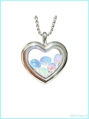 Ethiopian Opal Locket Necklace Gemstone Keepsake Jewelry Gift